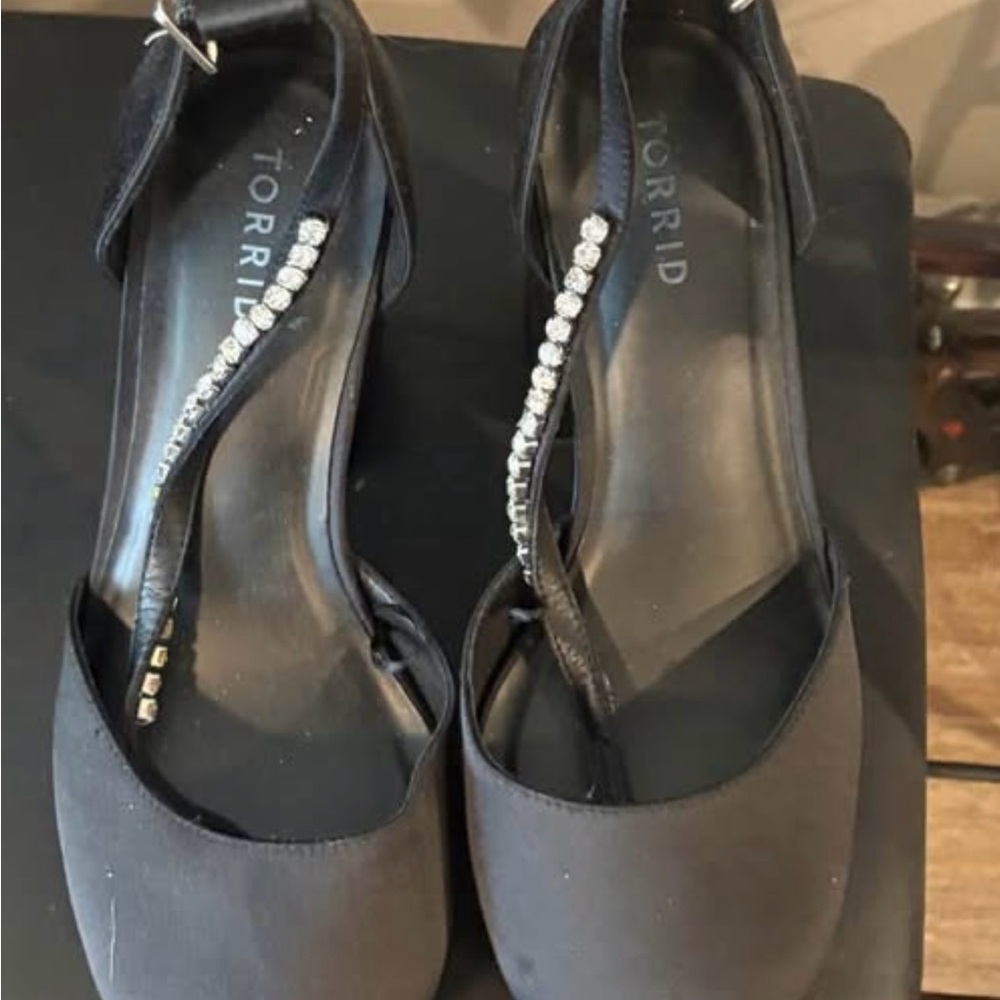 Torrid Black Heels with Rhinestone Strap